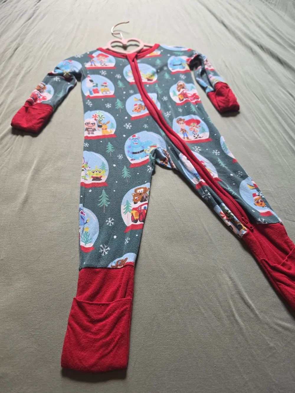 Little Sleepies Teal and Red Snow Globe One-Piece Footie